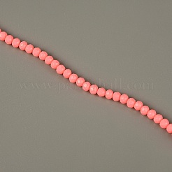 オペークガラスビーズ連売り  多面カット  ロンデル  鮭色  4.5x3.5mm  穴：1mm  約128個/連  18.11''（46センチメートル）&nbsp;GLAA-WH0022-79