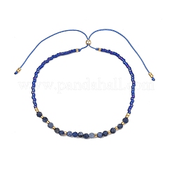 Adjustable Glass Seed & Natural Gemstone Beads Slider Bracelets for Women&nbsp;BJEW-JB13634