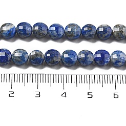 天然石ラピスラズリビーズ連売り  多面カット  フラットラウンド  6~7.5x4~5.5mm  穴：0.8~1mm  約56~70個/連  15.31~16.10インチ（38.9~40.9cm）&nbsp;G-C179-A15-02