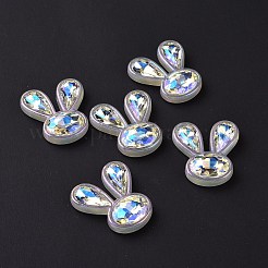 アクリルカボション  アクリルラインストーン付き  ウサギの頭部  ホワイト  35x31x7mm&nbsp;OACR-E008-11