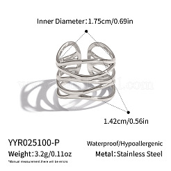 304ステンレススチールオープンカフリング  ステンレス鋼色  14.2mm  usサイズ7 1/4(17.5mm)&nbsp;NH1895-3
