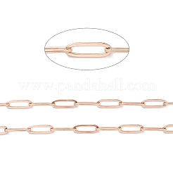 イオンプレーティング(IP) 304 ステンレススチール ペーパークリップチェーン  ハンダ付け  スプールで  ローズゴールド  リンク：12x4x1mm  約32.8フィート（10m）/ロール&nbsp;CHS-O010-03RG