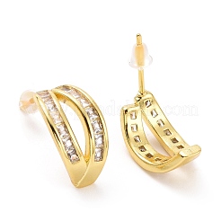 Clear Cubic Zirconia Twist Oval Stud Earrings&nbsp;EJEW-A072-23LG