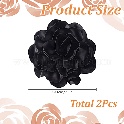 ポリエステルの花のブローチ  鉄のピン付き  ブラック  180~190x50~53mm&nbsp;JEWB-WH0021-54A
