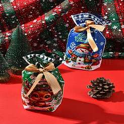 18個 9スタイル クリスマステーマ プラスチック包装ポーチ 巾着袋  長方形  ミックスカラー  17.5x12x0.01cm  2個/スタイル&nbsp;ABAG-FS0001-04