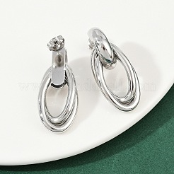 304ステンレススチール製オーバルダングルスタッドピアス  ステンレス鋼色  35.5x15mm&nbsp;EJEW-I319-01P