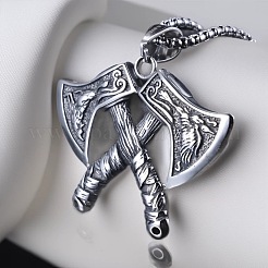 Vintage Alloy Double Viking Axe Pendant Necklaces for Men&nbsp;WGA7599-01