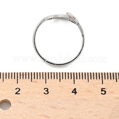 変色しない304ステンレススチール製調節可能なリング  ムーン  ステンレス鋼色  usサイズ6（16.5mm）&nbsp;RJEW-K245-49P