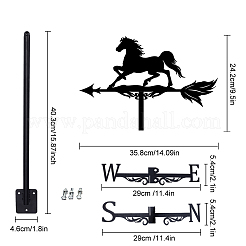 鉄製風向計  屋外の庭の風の測定ツールのための風見鶏  馬  240~245x358mm&nbsp;AJEW-WH0265-027