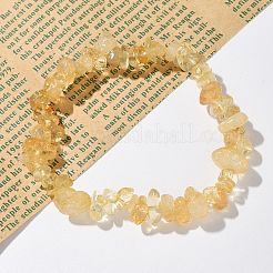 チップス天然シトリンビーズのストレッチブレスレット  1-3/4インチ（4.5cm）&nbsp;X-BJEW-JB01826-08