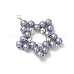 模造真珠アクリルペンダント5個  スター  プラチナ銅線付き  ミックスカラー  46x37x6mm  穴：3mm&nbsp;PALLOY-JF03425