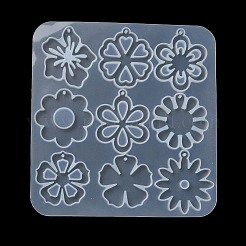 花の DIY ペンダントシリコンモールド  レジン型  UVレジン用  エポキシ樹脂工芸品作り  ホワイトスモーク  131x125x4.5mm  穴：2mm  内径：34~36x38~42mm&nbsp;DIY-G100-01A