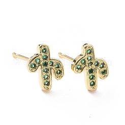 Brass Micro Pave Cubic Zirconia Stud Earrings&nbsp;LS-EJEW-L224-14G