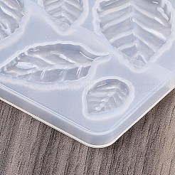 シリコンモールド  レジン型  UVレジン用  エポキシ樹脂ジュエリー作り  ホワイト  葉  97x60x4.5mm  インナーサイズ：10~34x5~22mm&nbsp;DIY-S048-01B