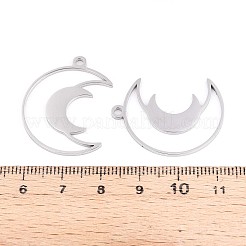 304ステンレスペンダント  ムーンチャーム  変色防止  ステンレス鋼色  30x23x1.5mm  穴：2mm&nbsp;STAS-N108-36P