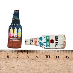 印刷されたアクリルパーツ  ビール瓶  ミックスカラー  42x14x2mm  穴：1.6mm&nbsp;OACR-D312-01