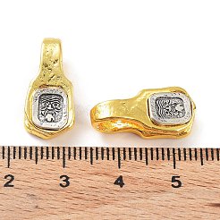 真鍮チャーム  カドミウムフリー＆ニッケルフリー＆鉛フリー  カウンタークリップの仏教ジュエリーパーツ  人間のチャームを持つ長方形  アンティークシルバー＆アンティーク金色  19.5x9.5x5mm  穴：4.5mm&nbsp;KK-Q800-29AG
