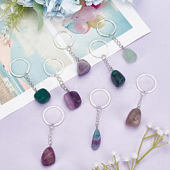 8Pcs Natural Fluorite Pendant Keychain&nbsp;KEYC-PH01494