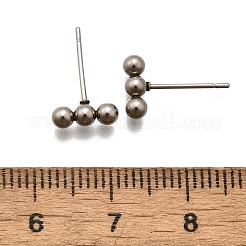 Tarnish Resistant 201 Stainless Steel Beaded Horizontal Bar Stud Earrings with 316 Stainless Steel Pin for Women&nbsp;X-STAS-K238-01P