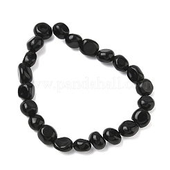 天然石オブシディアンビーズ連売り  タンブルストーン  ナゲット  6~13x5~8x4~8mm  穴：0.7mm  約17~22個/連  6.89~7.09インチ（17.5~18cm）&nbsp;G-C286-A02