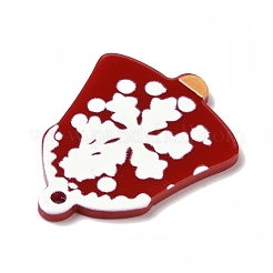 印刷されたアクリルパーツ  クリスマスのために  クリスマスベル模様  34x27.5x2mm  穴：1.6mm&nbsp;MACR-F072-10C