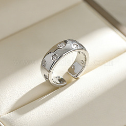 Brass Micro Pave Clear Cubic Zirconia Cuff Open Rings&nbsp;WGA3C2A-01