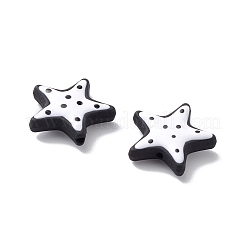 オペーク樹脂ビーズ  水玉模様の星  ホワイト  18.5x19.5x5.2mm  穴：1.6mm&nbsp;RESI-K020-01B