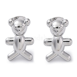 真鍮製スタンドピアス  鉛フリー＆カドミウムフリー  長持ちメッキ  ラックめっき  クマ  プラチナ  18x12mm&nbsp;EJEW-R016-24P