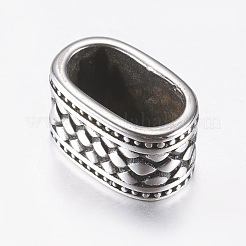 316サージカルステンレススチールスライドチャーム  長方形  アンティークシルバー  9x15x9.5mm  穴：6.5x12mm&nbsp;STAS-K157-53AS