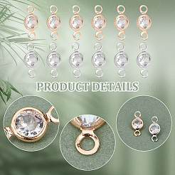 100Pcs 2 Colors Brass Pave Clear Cubic Zirconia Connector Charms&nbsp;FIND-UN0003-29