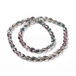 透明電気メッキガラスビーズ連売り  虹メッキ  ティアドロップ  淡いターコイズ  11x9x6.6mm  穴：1.1mm  約55個/連  24.25インチ（61.6cm）&nbsp;GLAA-C025-02K
