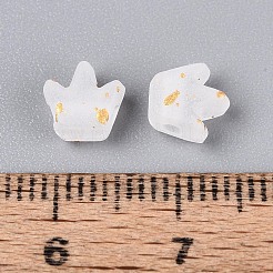 つや消し透明なアクリルビーズ  クラウン  金箔  ホワイト  6.5~7x6.5x4mm  穴：1.7~1.8mm  5882個/ 500g&nbsp;FACR-T009-01J