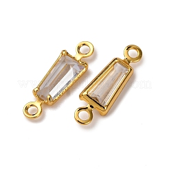 真鍮舗装クリアキュービックジルコニアコネクタチャーム  ニッケルフリー  18KGP本金メッキ  台形  12x4x2.5mm  穴：1mm&nbsp;KK-Z121-06G-01