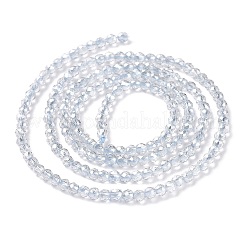 透明電気メッキガラスビーズ連売り  パール光沢メッキ  多面カットラウンド  ライトスチールブルー  2mm  穴：0.7mm  約160~178個/連  13.58 ~14.17インチ（34.5~36cm）&nbsp;LS-GLAA-H021-01A-PL03
