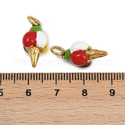 304ステンレススチールエナメルペンダント  丸カン付き  アイスクリームチャーム  ゴールドカラー  18x10.5mm  穴：3.5mm&nbsp;LS-STAS-B096-01G