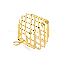 鉄線スパイラルビーズケージペンダント  スクエアチャーム  ゴールドカラー  40x24.5x24.5mm  穴：4.2x3mm&nbsp;IFIN-Q126-01G