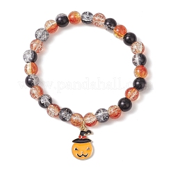 ハロウィンをテーマにしたガラスビーズストレッチブレスレットセット6個  合金エナメルチャームブレスレット  ミックスカラー  内径：2~2-1/8インチ（5~5.5cm）&nbsp;BJEW-JB12117
