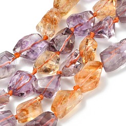 天然石アメトリンビーズ連売り  ラフ  ナゲット  12~22x10~14x7.5~10.5mm  穴：0.8~1.2mm  約22個/連  16.18インチ（41.1cm）&nbsp;G-L634-A01-01