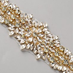 合金ラインストーンフラワーレディチュールブライダルベルト  ウェディングドレス用  クリスタル  2800x19mm&nbsp;AJEW-WH0736-12