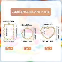 24スタイルの金メッキ合金ペンダント3個  混合図形  29.5~41.5x26.5~33.5x2mm  穴：1.8mm&nbsp;PALLOY-CA0002-49