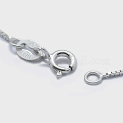 Anti-Tarnish Rhodium Plated 925 Sterling Silver Box Chain Necklaces&nbsp;STER-F039-40cm-04P