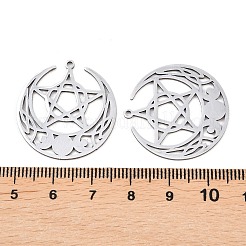 ステンレスペンダント201個  星のチャーム入り月  ステンレス鋼色  27.5x26.5x1mm  穴：1.4mm&nbsp;STAS-I364-07P
