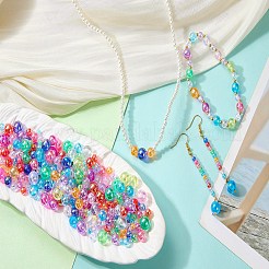 1000 個の UV メッキ透明アクリルビーズ  虹色の  ラウンド  ミックスカラー  6x5.5mm  穴：1.8mm  1000個/セット&nbsp;OACR-SZ0001-55