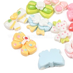 オペーク樹脂カボション  うさぎ/ハート/十字架/星/花のリボン  ミックスカラー  13~20x22~24x7~9mm&nbsp;CRES-T027-02M