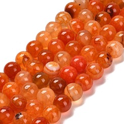 天然石瑪瑙ビーズ連売り  ラウンド  染め＆加熱  オレンジ  10~10.5mm  穴：1.4mm  約38個/連  15.08~15.20''（38.3~38.6センチメートル）&nbsp;G-B079-A04-03C