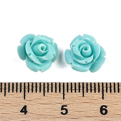 合成サンゴ刻まれたビーズ  染め  花  シアン  10x8.5mm  穴：1.3mm&nbsp;CORA-M001-07K