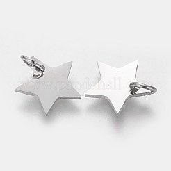 変色しにくい304ステンレススチールチャーム  スター  ステンレス鋼色  10x10.6x1.1mm  穴：4mm&nbsp;STAS-Q201-T461S