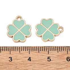 合金エナメルチャーム  クローバーチャーム  ラックめっき  ゴールドカラー  アクアマリン  15x13x1.5mm  穴：1.6mm&nbsp;ENAM-G235-07G-06