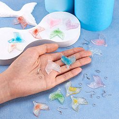 DIY 魚のしっぽ樹脂ペンダント ダングルイヤリング作成キット  ミックスカラー  32x29x4mm  穴：1.6mm&nbsp;DIY-TA0010-71