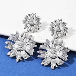 304ステンレススチールダングルスタッドピアス  花  ステンレス鋼色  61x34.5mm&nbsp;EJEW-G423-18P